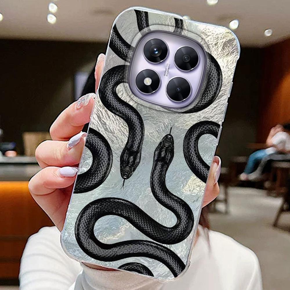 Kolorowy Gradient Biały Motyl Leopard Love Print Etui na Telefon Xiaomi Redmi Note 14 Pro 5G Pokrowiec Miękki Silikonowy Bumper Twardy PC Tylny Pokrowiec