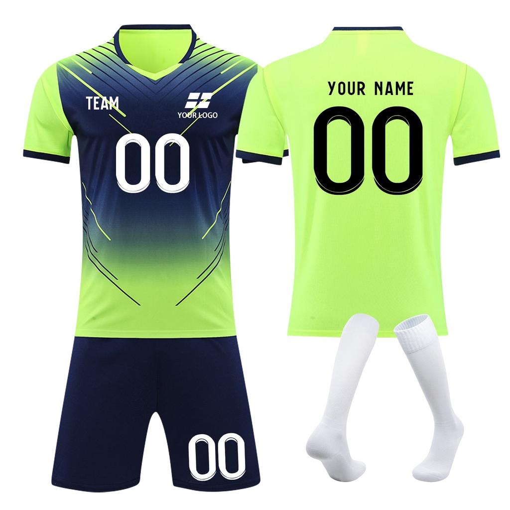 Customizable Soccer Jersey and Shorts Set Polyester Athletic Uniform Personalized Number Print Design