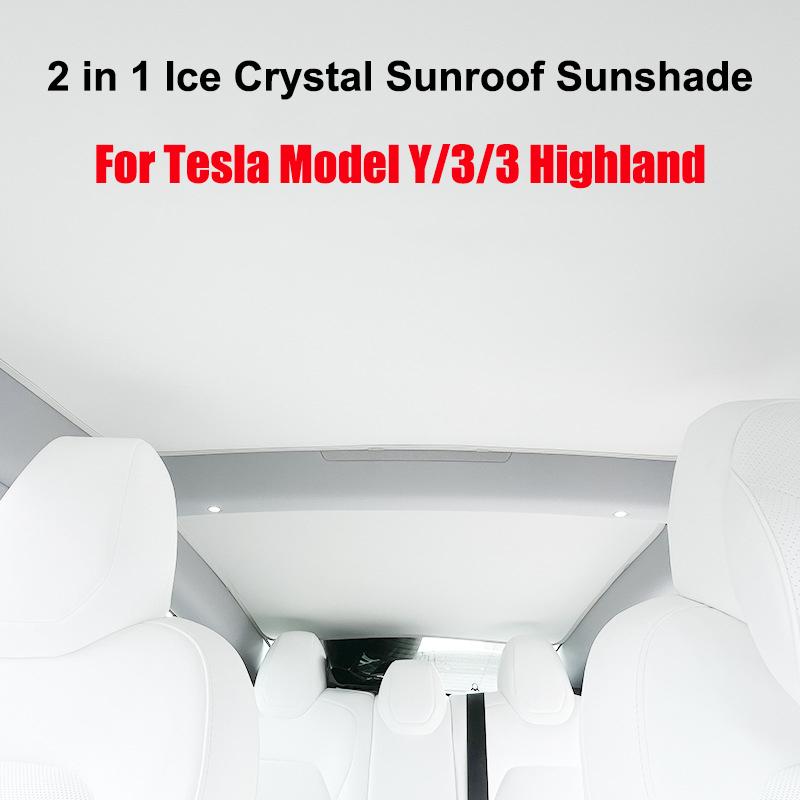 Sunroof Sunshades For Tesla Model 3 Highland 2024 Model Y Juniper Ice Cloth Buckle Sun Shade Glass Front Rear Skylight Accessory