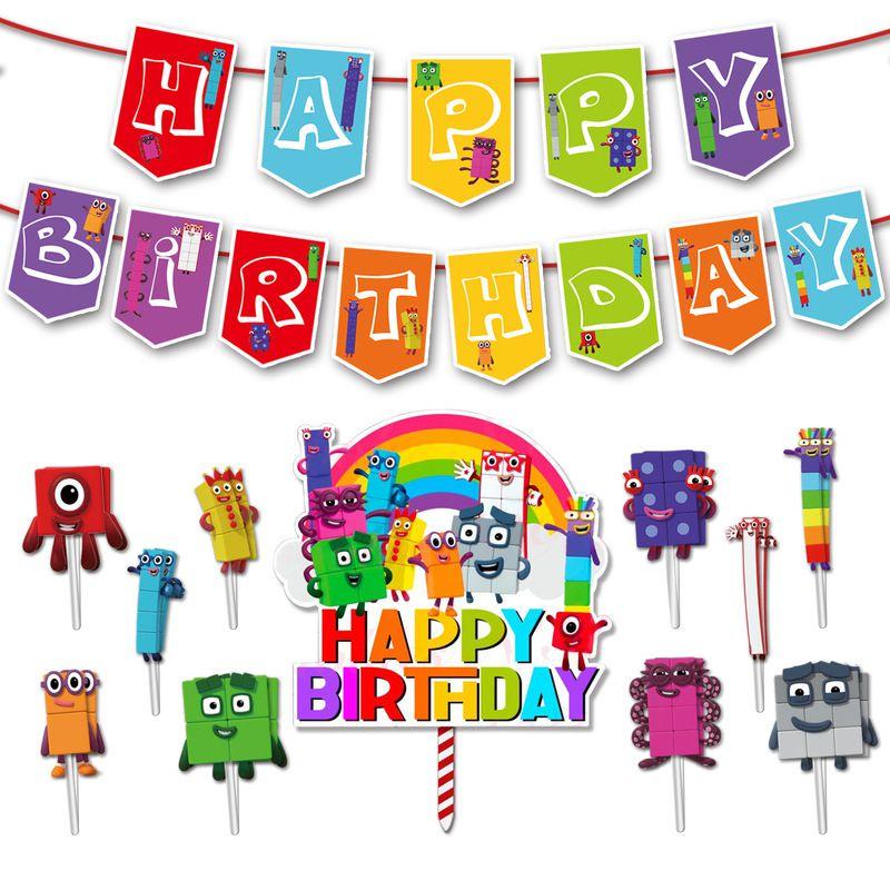 Härligt Numberblocks-tema Ballong Dragflagga Set För Festliga Födelsedagsfiranden