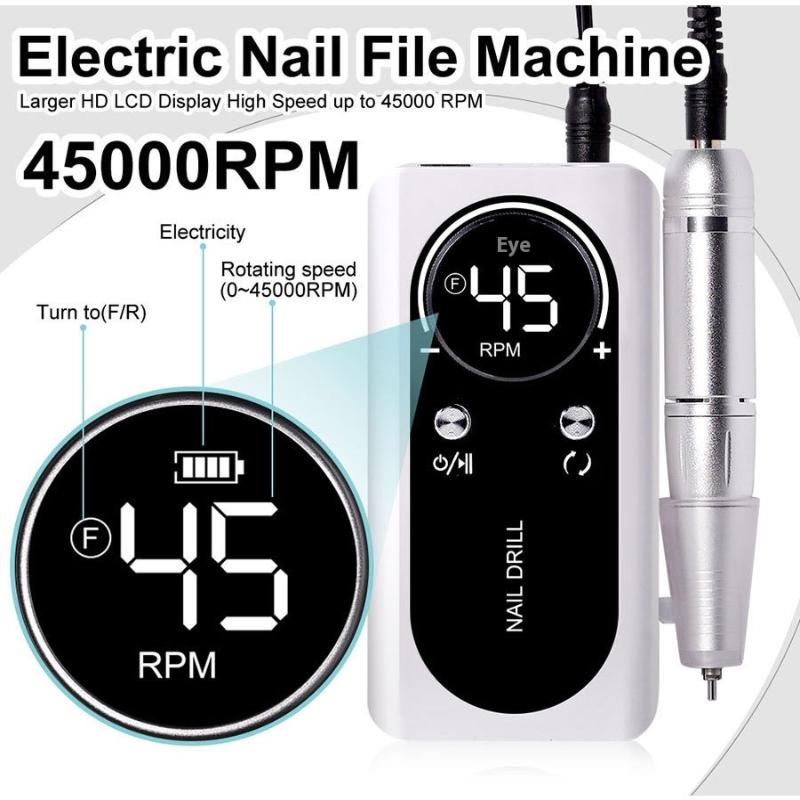Professional 45000Rpm Electric Portable Nail Drill Machine Rechargeable Low Noise Nail Sander File For Manicure Salon Tool