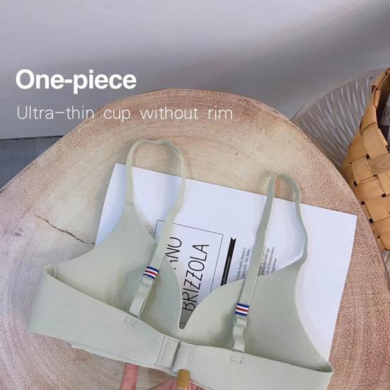 Women Sexy Spaghetti Straps Thin Cup Bra Solid Color Wireless Anti-sagging Seamless Push-up Brassiere