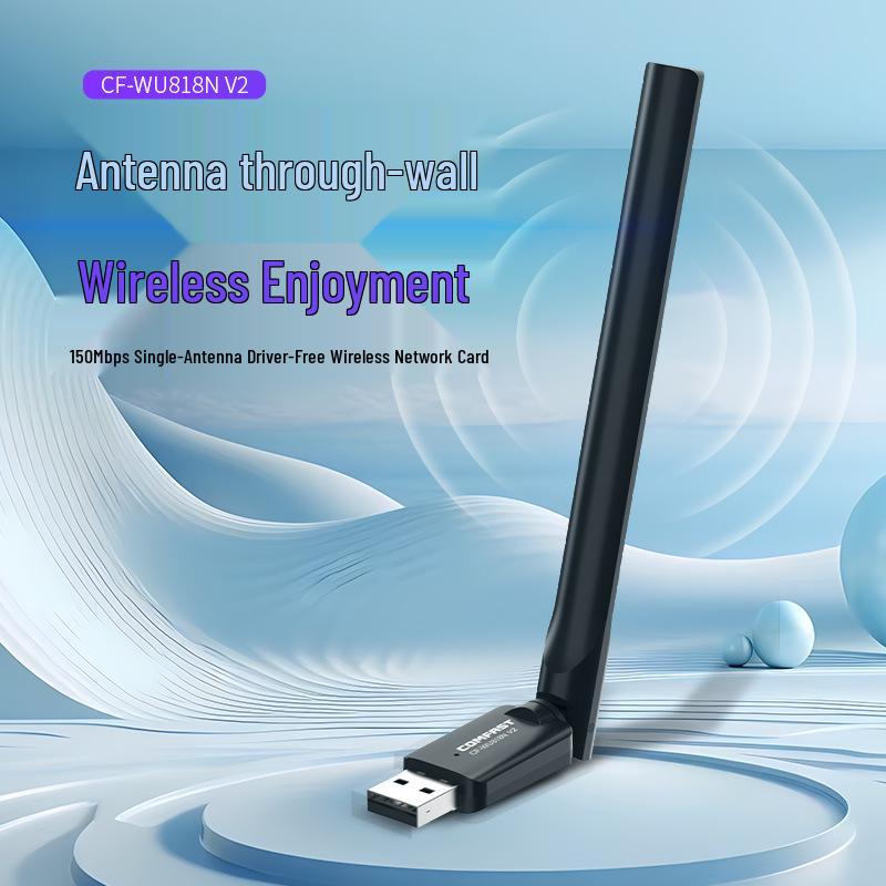 

COMFAST USB Wireless Network Adapter 150M Single-Antenna WiFi Transmitter/Receiver for Desktop Computers, Driver-Free. Yes чорний