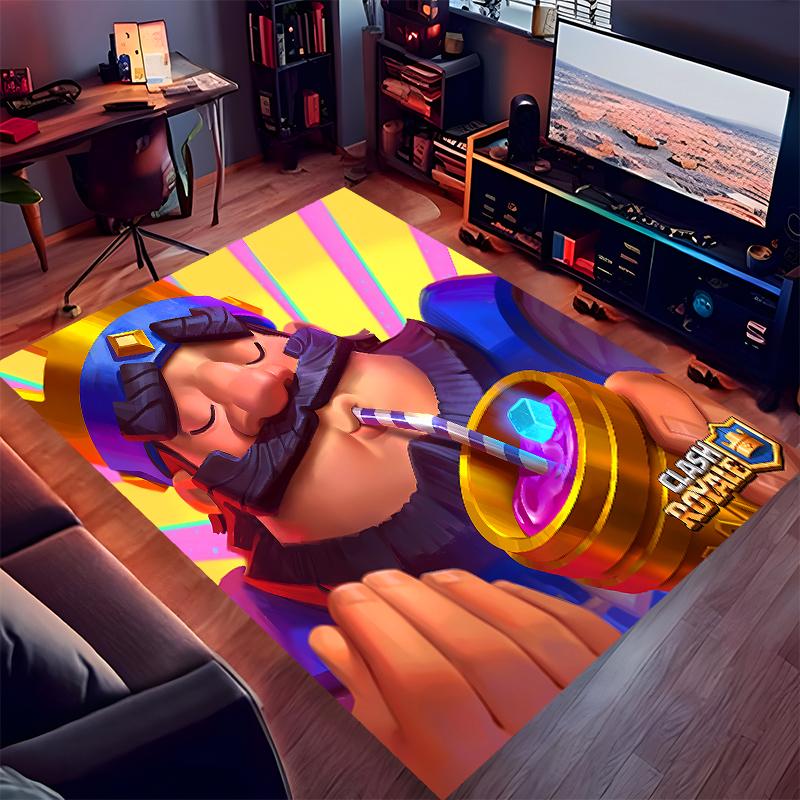 1pc Clash Royale Print Area Rug - Soft, Washable Non-Slip Indoor Mat for Office Chairs, Living Room, Home Office Decorative Rug