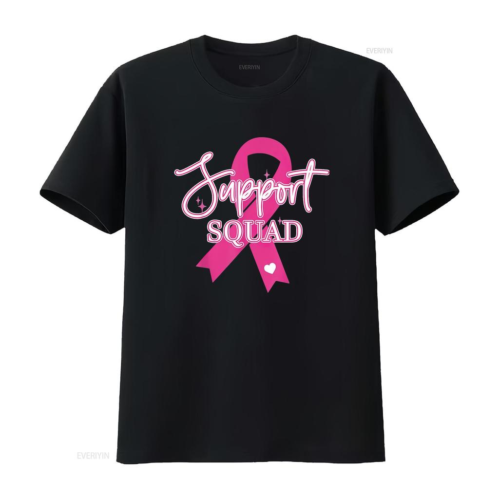 Womens Support Squad Breast Cancer T Shirt Black vintage Washed streetwear Top For Everyday Wear graphic Unisex fashion homme