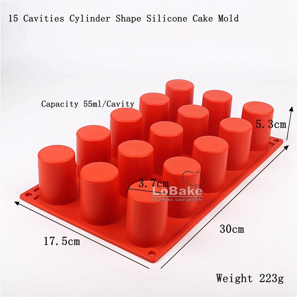 15 Cavities Cylinder Cone Shape Silicone Cake Mold Fondant Jelly Pudding Ice Cube Molds Mousse Mould DIY Bakery Accessories