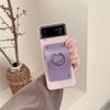 Samsung Galaxy Z Flip 4 Leather Protective Case with Transparent Finger Ring Buckle