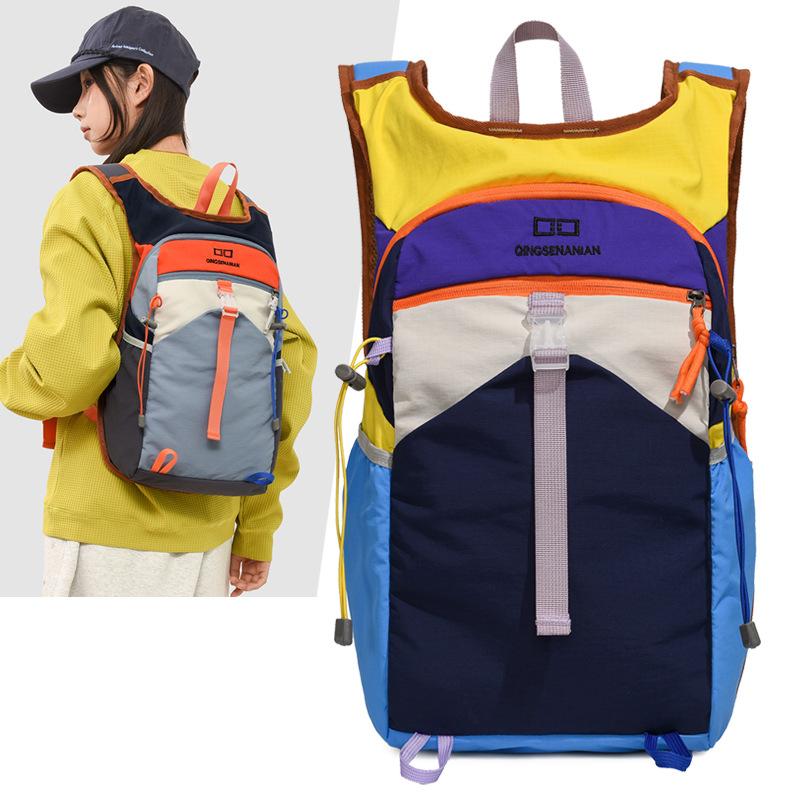 Color Block Outdoor Backpack with Multiple Pockets Lightweight Hiking and Travel Bag for Men and Women