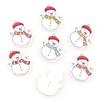 50/100Pcs Mixed Cartoon Snowman Buttons Christmas Wooden Snowman Buttons Flat Back Buttons Handmade Sewing Home Decoration DIY