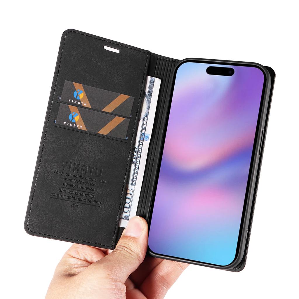 For iPhone 17 Leather Cover YIKATU YK-004 Skin-Touch Wallet Phone Cases