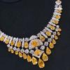 Royal Blue Sapphire Necklace Wedding Party Pink Diamond Set Light Luxury Yellow Diamond Jewelry for Women