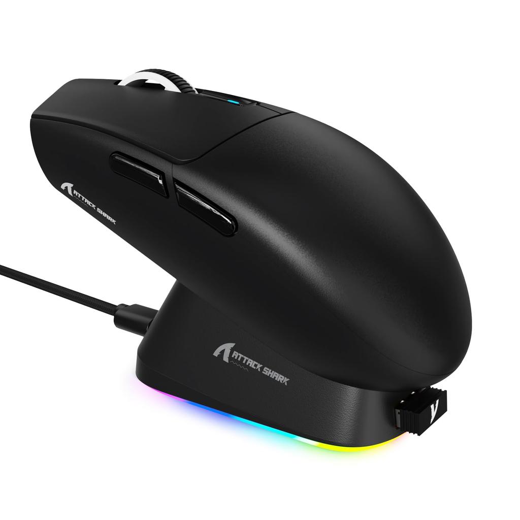 Bezdrátová herní myš MAMBASNAKE x ATTACK SHARK G3PRO s magnetickou nabíjecí dokovací stanicí, RGB nabíjecí stojan, bezdrátové Bluetooth, drátová herní myš, 3
