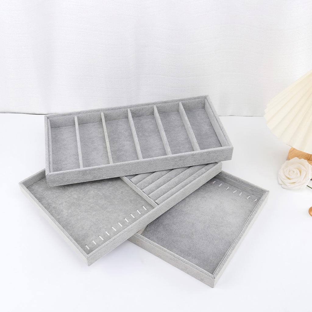 Sametový podnos na šperky Vynikající držák na šperky Přenosný organizér na prsteny, náušnice, náhrdelníky Úložný box Organizátorové podnosy