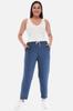 Women's Style Plus Size Pants Green Synthetic Linen High Waist Skinny Leg Lace-Up Big Size Mom Pants