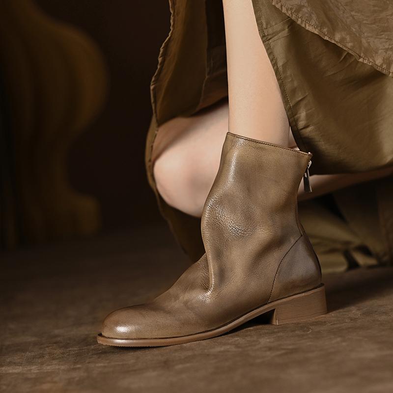 Winter Women'S Boots Vintage Chelsea Boots Women'S Shoes Women'S Ankle Boots Genuine Leather Western Boots Retro