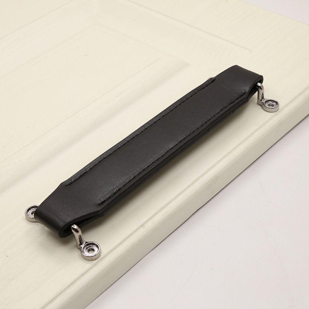 Brown Stool Pull Handle PU Cabinet Pulls Nordic Leather Handle Suitcase