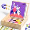 Geometric Magnetic Puzzle Shape Sorter Wooden Blocks Develop Imagination Safe Magnetic Puzzles Wood Tangram Geometric