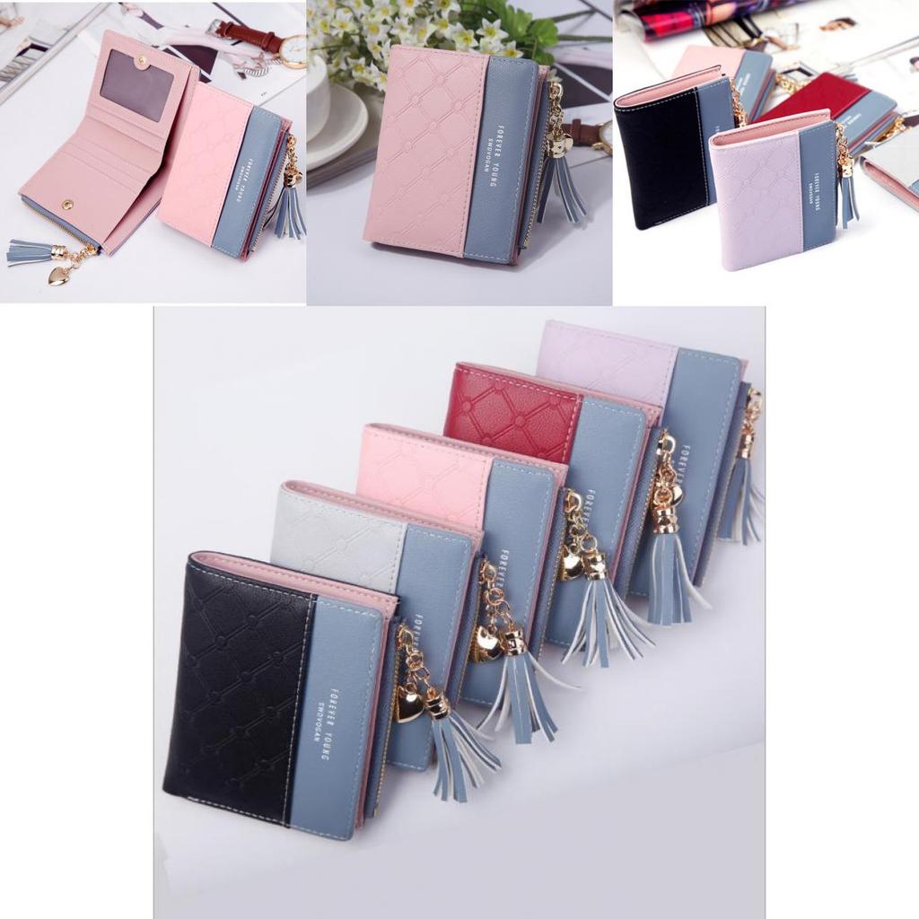 Chic Fashion Women Short Wallets In Pu Leather With Stylish Tassel Zipper And Card Holder