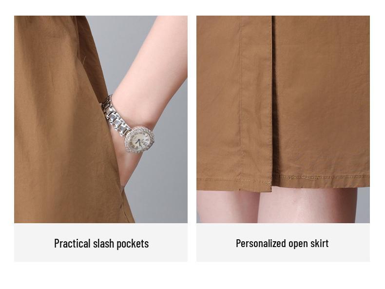 Modisches Damen Sommer 2025 Schlank machendes Hemdkleid aus reiner Baumwolle für Mütter mittleren Alters