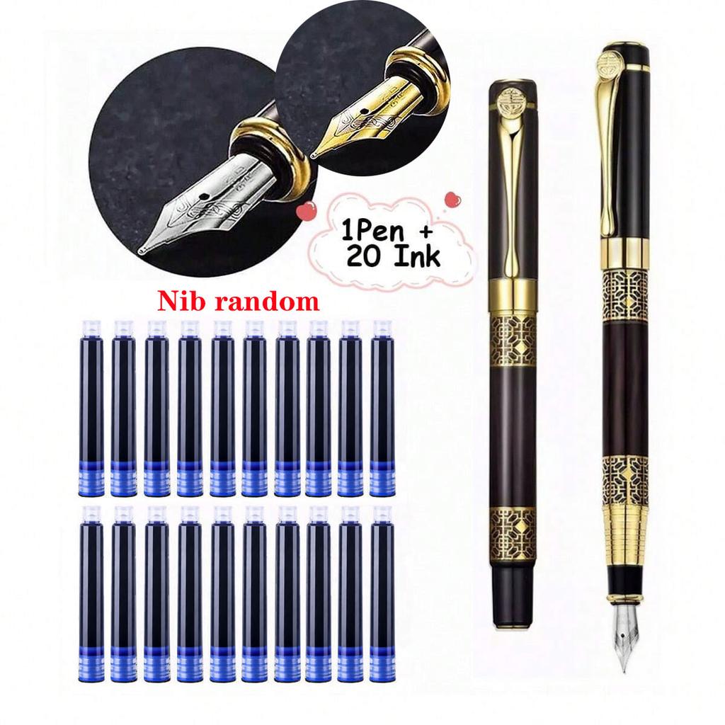 Retro Metall Füllfederhalter Nachfüllbare Tinte Elegant Geschenk zum Schreiben Schreibwaren Büro Schulbedarf