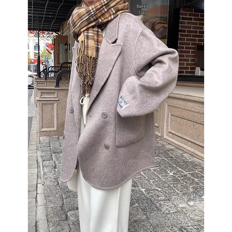 2025 Herbst/Winter Hepburn-Stil Damen Wollmantel in Midilänge - Vielseitig & Locker Koreanische Mode