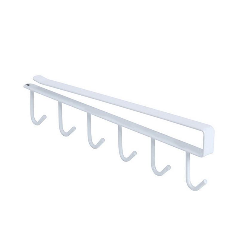 Kitchen Accessories Shelf Storage Hooks Clothes Hanging Rack Wardrobe Kitchen Organizer Cup Holder Glass Mug Holder 6 Hooks#w