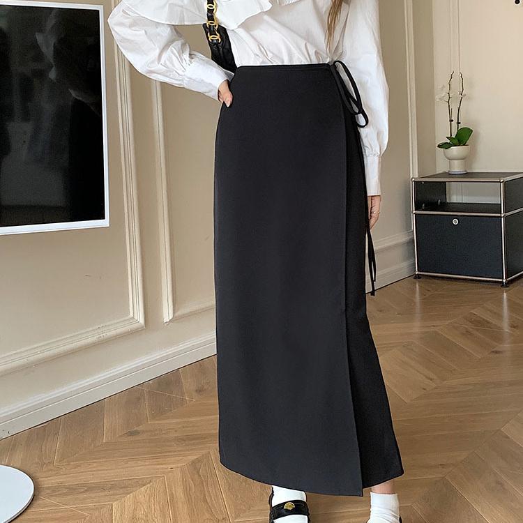 

Необычная длинная юбка, женские летние юбки до щиколотки, повседневные длинные юбки-карандаш с высокой талией, женские S чёрный