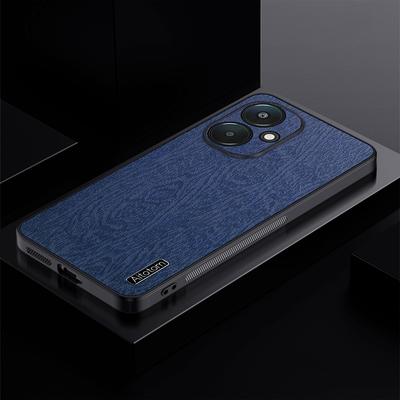 Dla Xiaomi Redmi 13C 5G/13R 5G/Poco M6 5G Etui Skóra+PC+TPU Tekstura Drewna Pokrowiec na Telefon