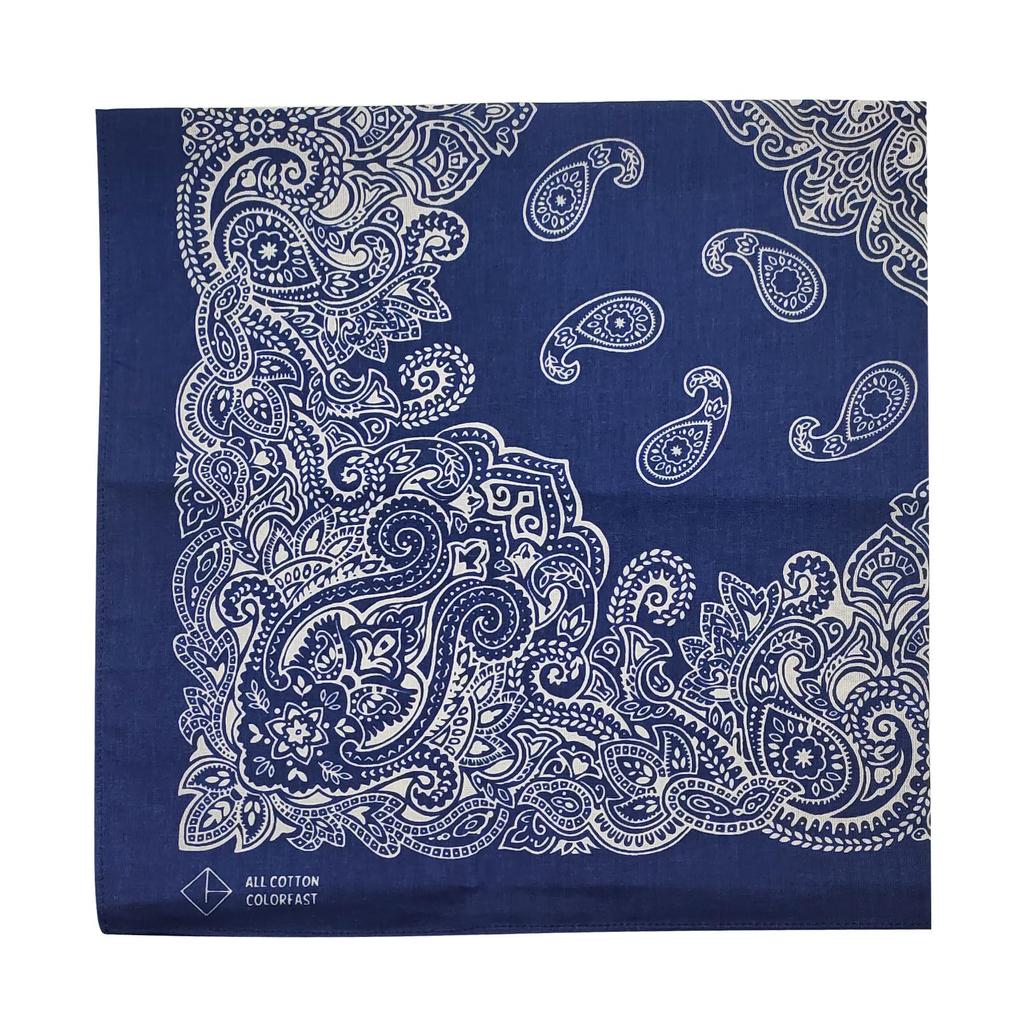 Kakatrend Bandana Navy Paisley 100% Cotton Adult Bandana Handkerchief Unisex Durag Large 55cm X 55cm