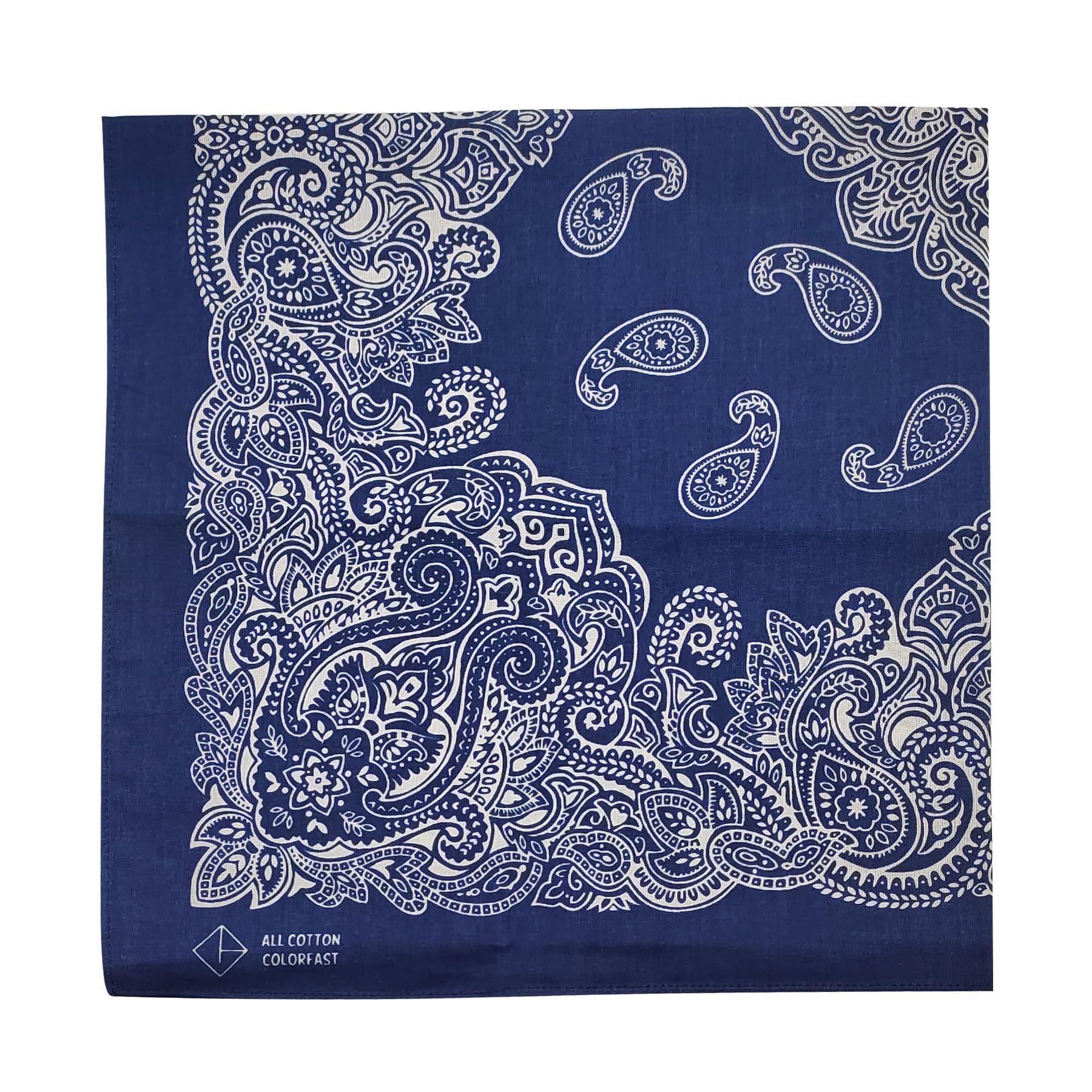 kakatrend Bandana Navy Paisley 100% Cotton Adult Bandana Handkerchief Unisex Durag Large 55cm x 55cm