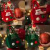 Festive Apple Candy Bag Non-woven Fabric Material Green Christmas Tree Design
