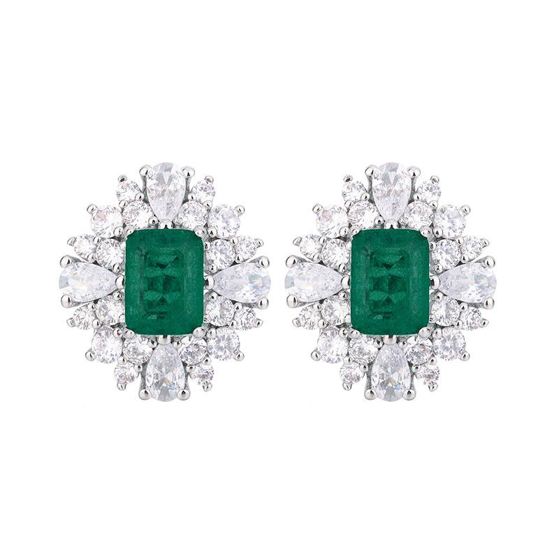 Jewelry Copper Bottom Gold Plated Jewelry Set Simulation Paraiba Premium Retro Set 10 * 12-6 * 8