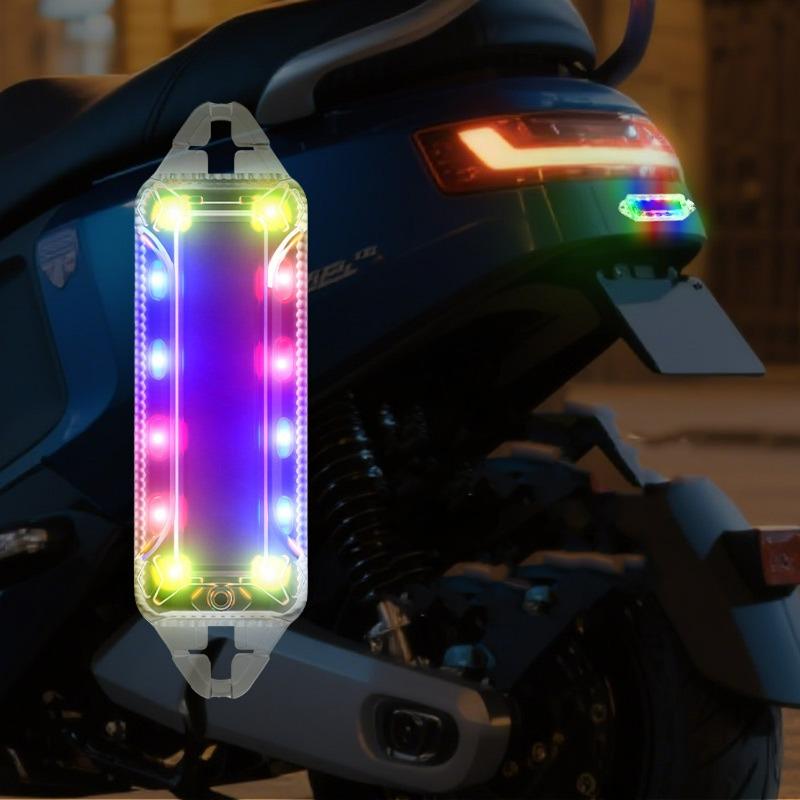Anti-collision Signal Lamp Solar Power LED Safety Warning Strobe Light Motorcycle Car Bumper Tail Decorative Night Indicators