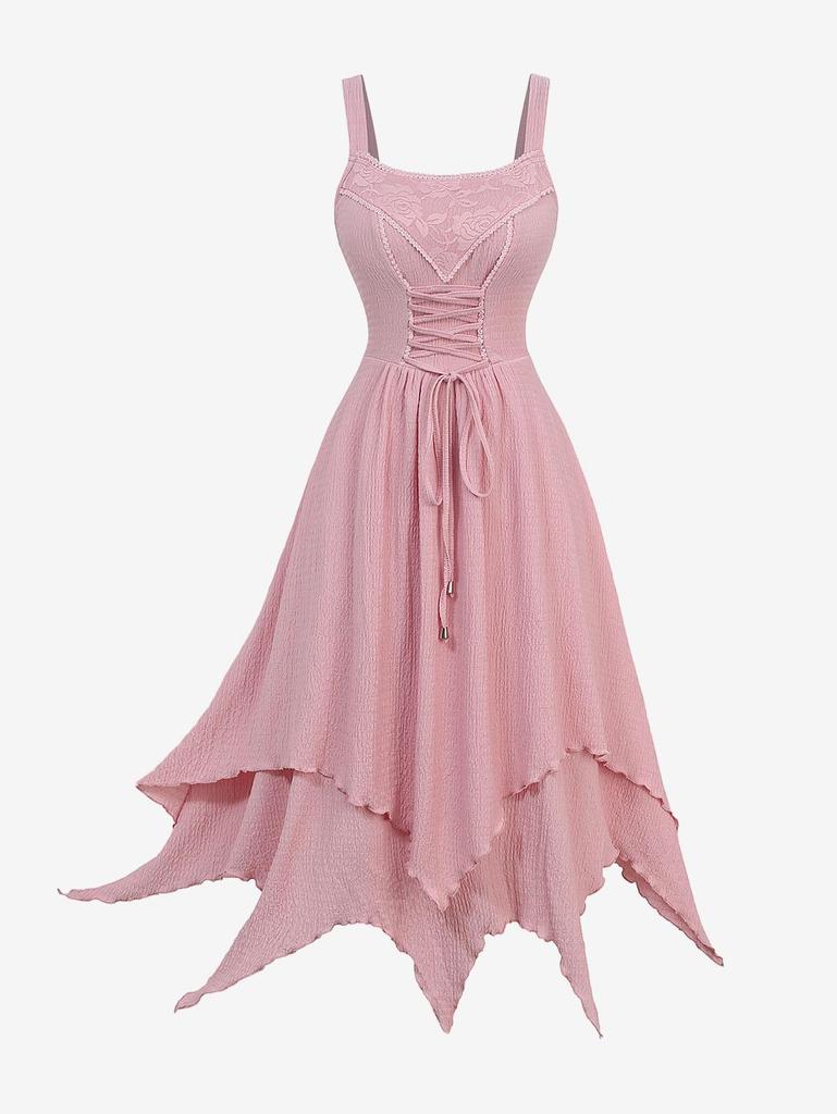 Asymetrické tílko Rosegal Plus Size s krajkovým panelem a šněrovacími volánky