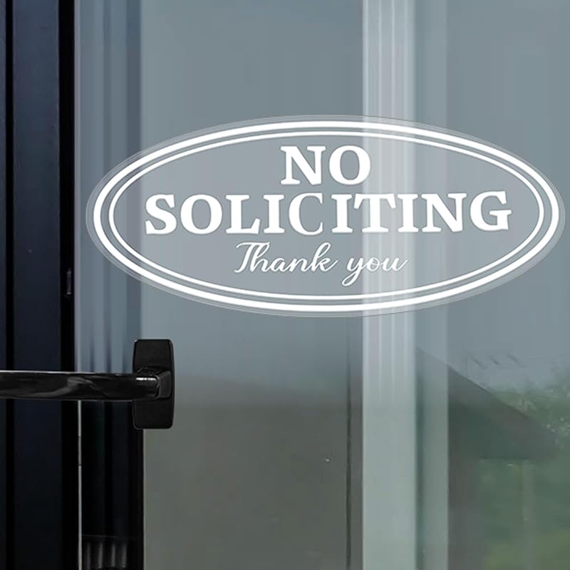 6 Pcs No Soliciting Sign for House No Soliciting Sticker Decal No Soliciting Window Cling Self Adhesive No Solicitation Sign for Home Office Door Elegant