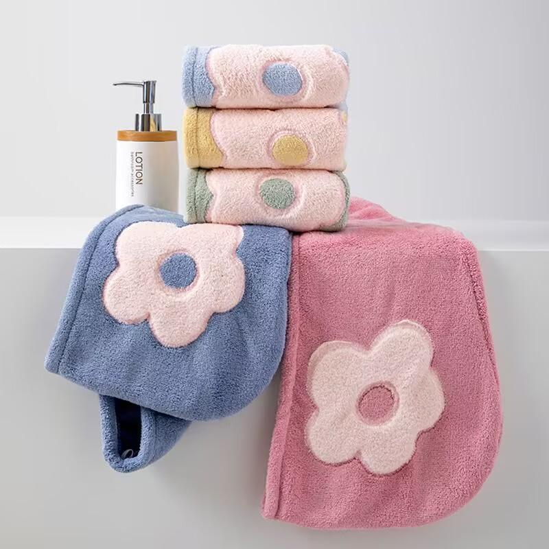 Magic Microfiber Shower Cap Embroidery Towel Bath Hats Dry Hair Cap Quick Drying Soft for Lady Turban Head
