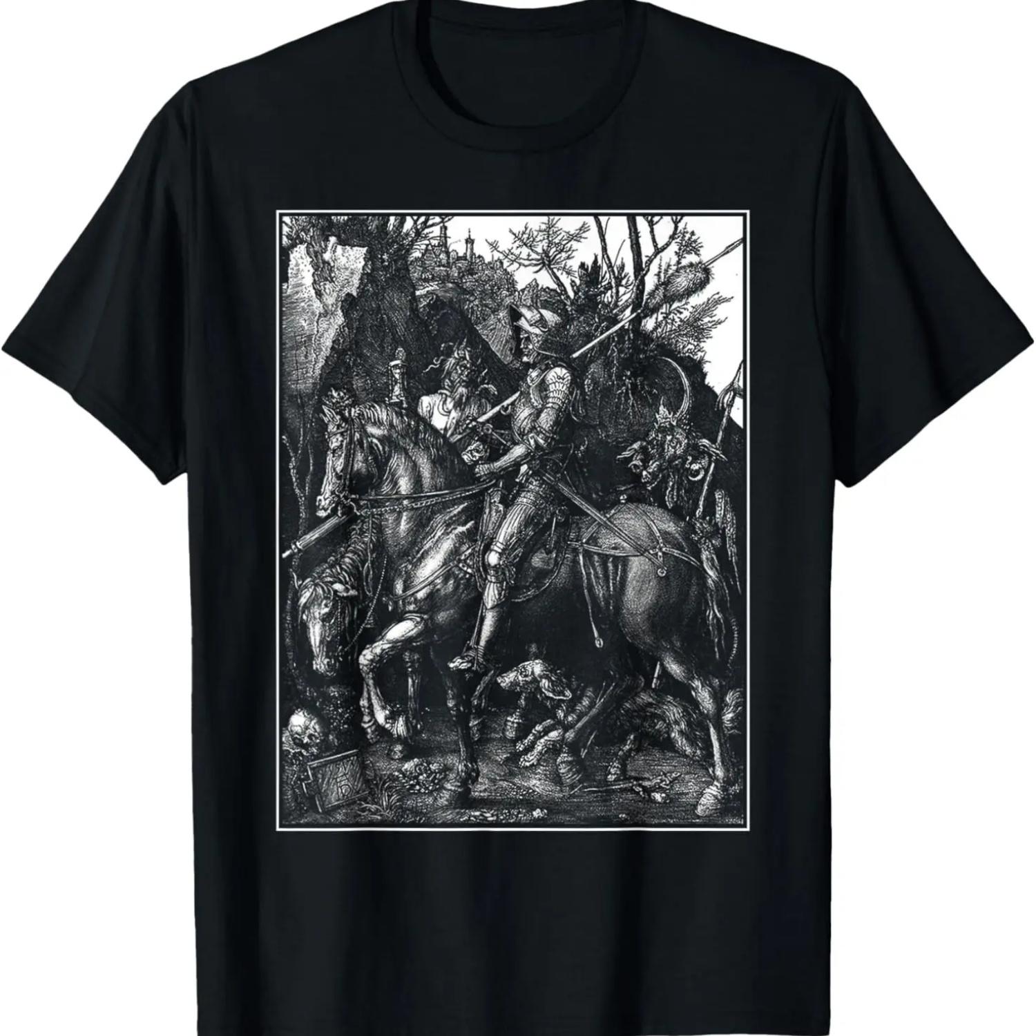 Knight, Death and Devil (1513) Dürer - Copper Engraving T-Shirt S чёрный