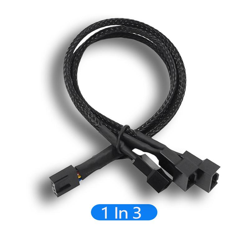 27cm Black3/ 4-Pin PWM Fan Cable Separator Extension Cable for 1-4/3/2/1 Way Connections Computer Hardware Accessory
