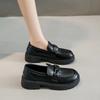 2025 Spring and Autumn New Women's Leather Shoes British Style Black Casual Leather Shoes Fashion Soft soled Single Shoes