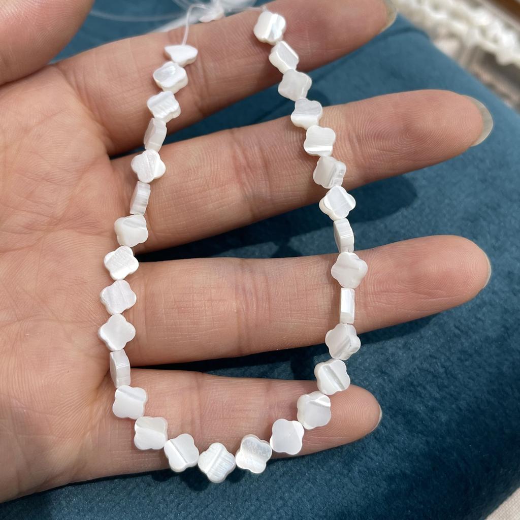 Natural White Mother-of-Pearl Star Bead Strand, 18 Cm, 8x8 Mm Shell Beads for DIY Jewelry Making (Bracelets and Necklaces)