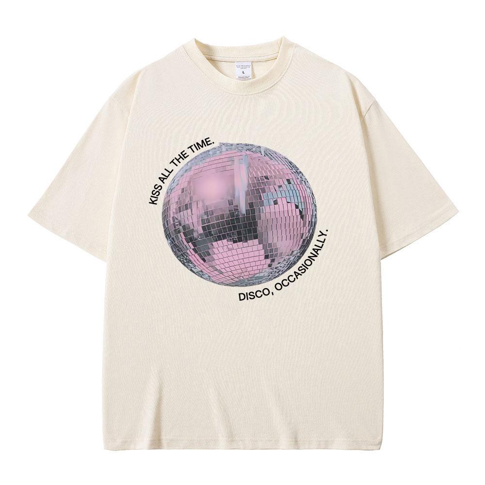 Kiss All The Time Disco Occasionally Graphic Tshirts Men Women Hip Hop Fashion Trend T Shirts Unisex Y2k Oversized Streetwear