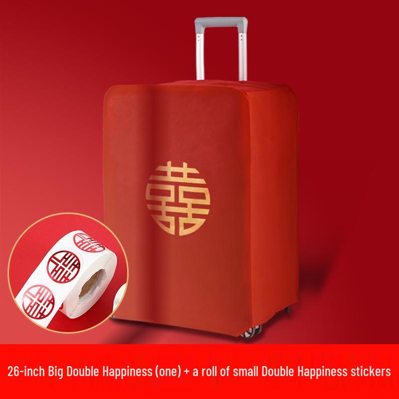 Red Double Happiness Wedding Suitcase Cover: Protective Leather Dust Bag for Luggage