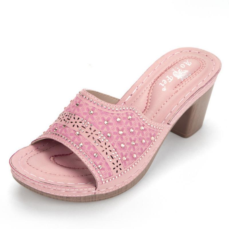 Brand Women Elegant Square Heels Sandals Summer Outdoor Beach Shoes Women Gladiator Sandalias Ladies Platform Sandals WSH4082