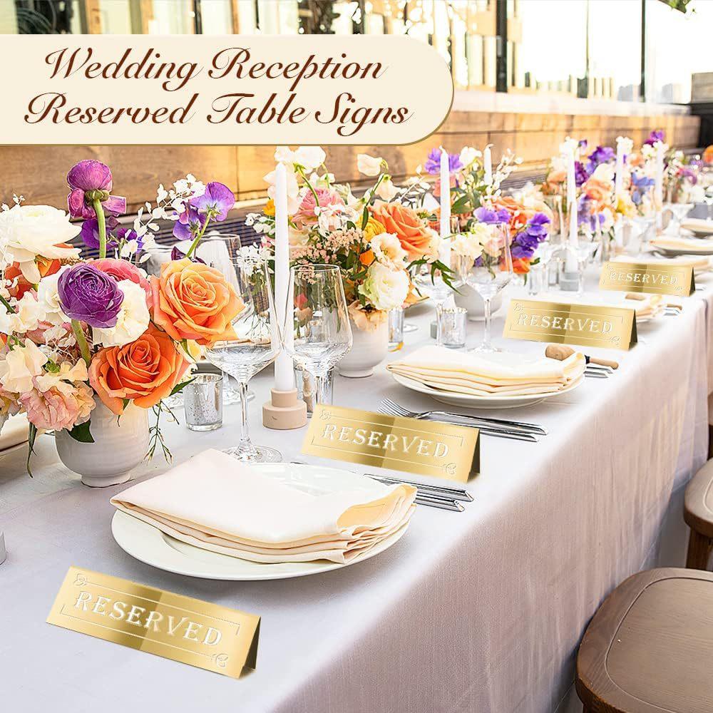 2/4/10PCS Golden Acrylic Reserved Table Signs Card Banquette Seating Table Signs Wedding Waterproof Double-Sided Mark Seat Signs