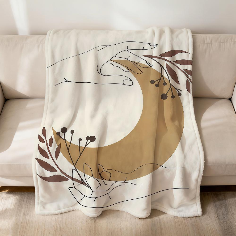

Fashion Flower Moon Bohemian Modern Flannel Soft Warm Plush Blanket Sofa Living Room Pet Hogar Bedroom Gift Home Car Portable 75x90cm