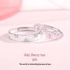 Tichya S925 Sterling Silver Cherry Blossom Adjustable Couple Rings