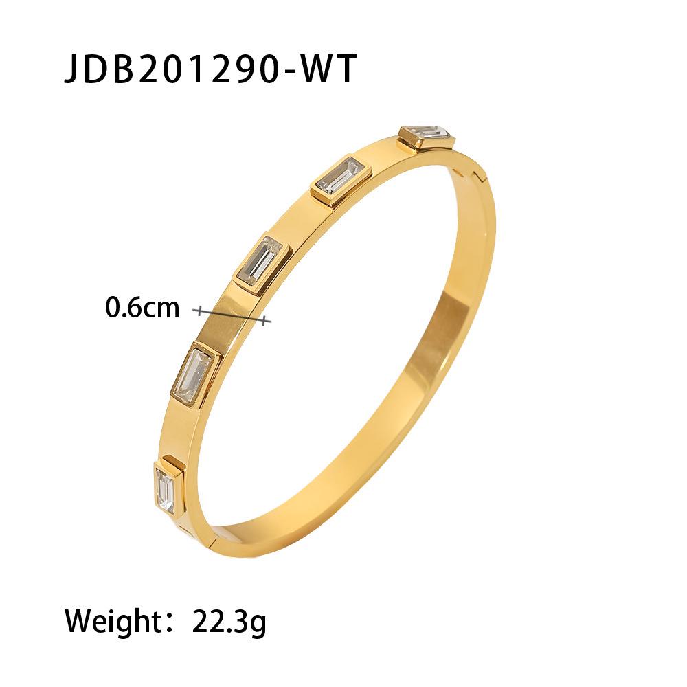 Jieding Stainless Steel Zircon & Titanium Open Bangle Bracelet