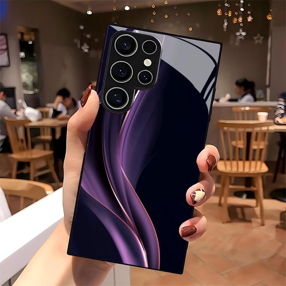 

Фиолетовые полоски стеклянный чехол для телефона для Samsung Galaxy S26 S25 S24 S22 S23 Ultra S21 S20 Plus 5G Матовый Нескользящий Полное покрытие Galaxy S25 FE