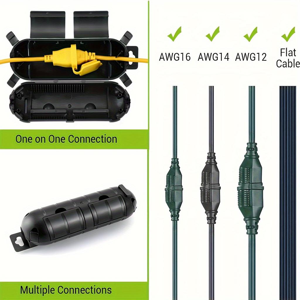 Extension Cord Plug Connection Protective Safety Cover, Water-Resistant Indoor Outdoor,String Holiday Christmas Lights Tools Fan