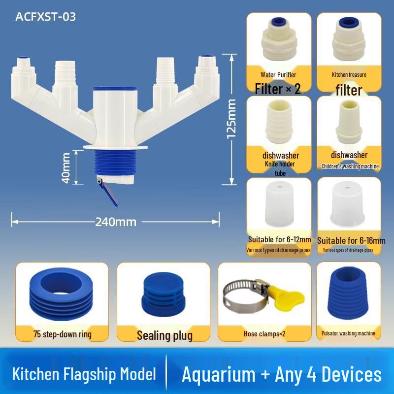 Kitchen Sink Anti-odor 5-Way Drain Pipe Connector